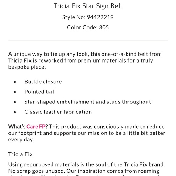 Free People x Tricia Fix Star Sign Belt- SM - Picture 6 of 6